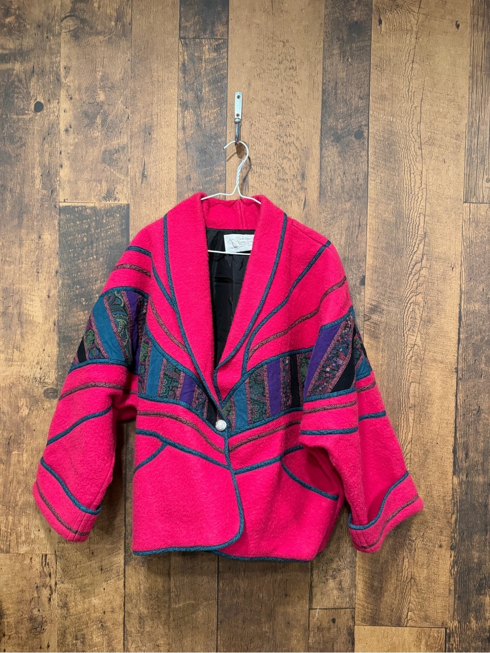 vintage 80s Suttles and Seawinds dark pink wool multimedia jacket *read*
